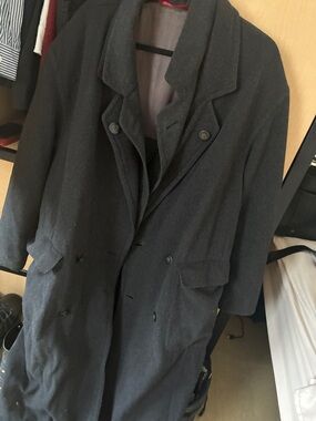 Men's Black Double-Breasted Overcoat